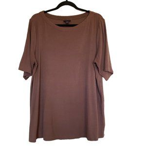 J Jill Wearever Ribbed Brown Short Sleeve Tee size XL